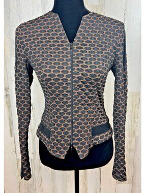 Joseph Ribkoff Designer Honeycombs Pattern Full Zip Jacket Blazer Sz 4 VERY GOOD